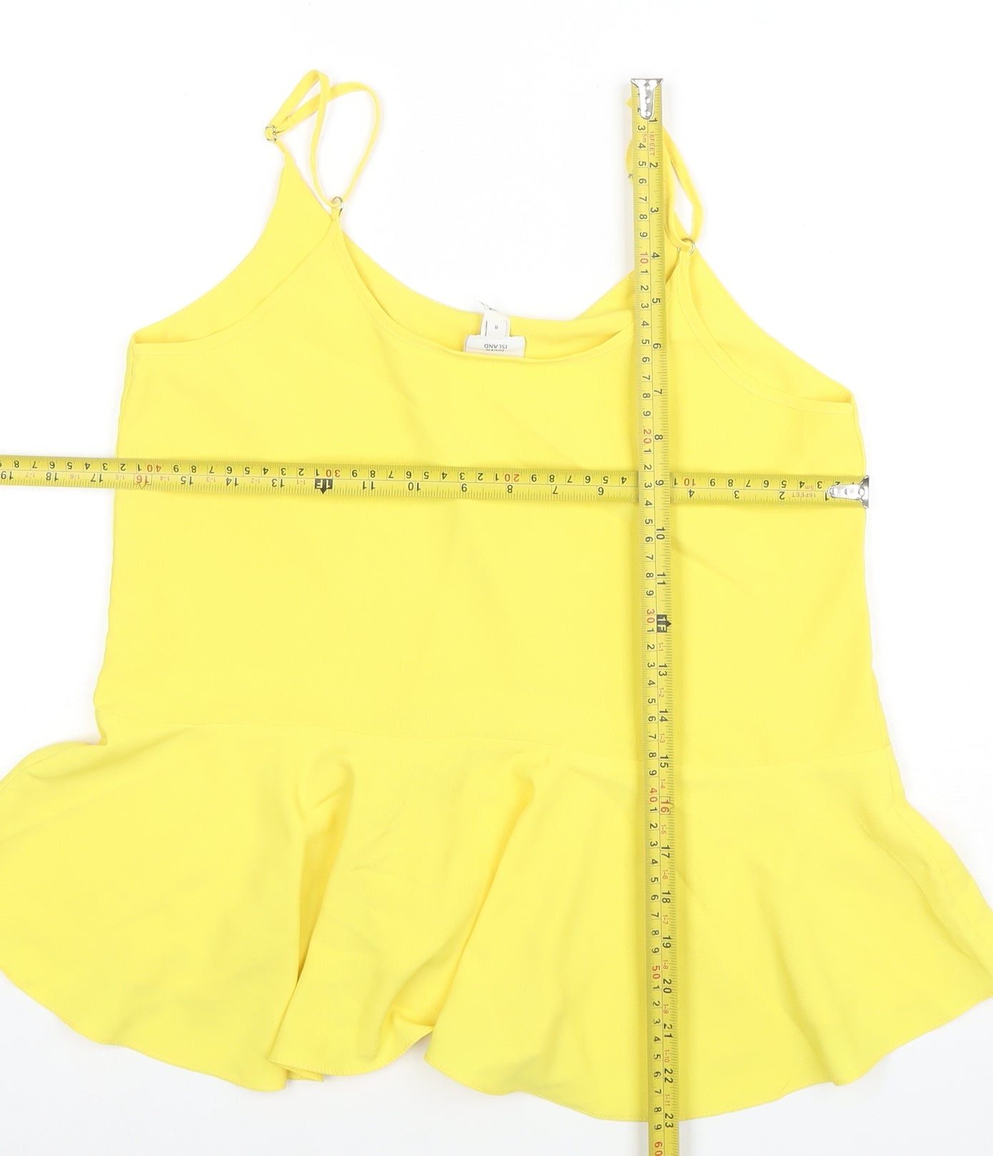 River Island Women’s Yellow Camisole Peplum Tank Top Size 8
