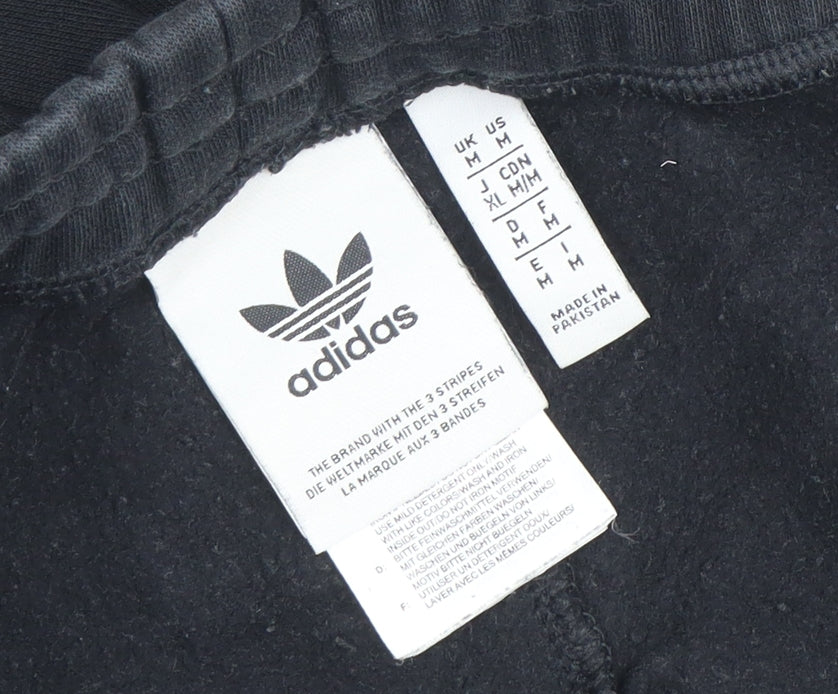 Adidas Men's Black Jogger Trousers Size M Elastic Waist with Side Stripes