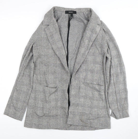 Forever 21 Women Grey Check Blazer Jacket Size S Classic Fit
