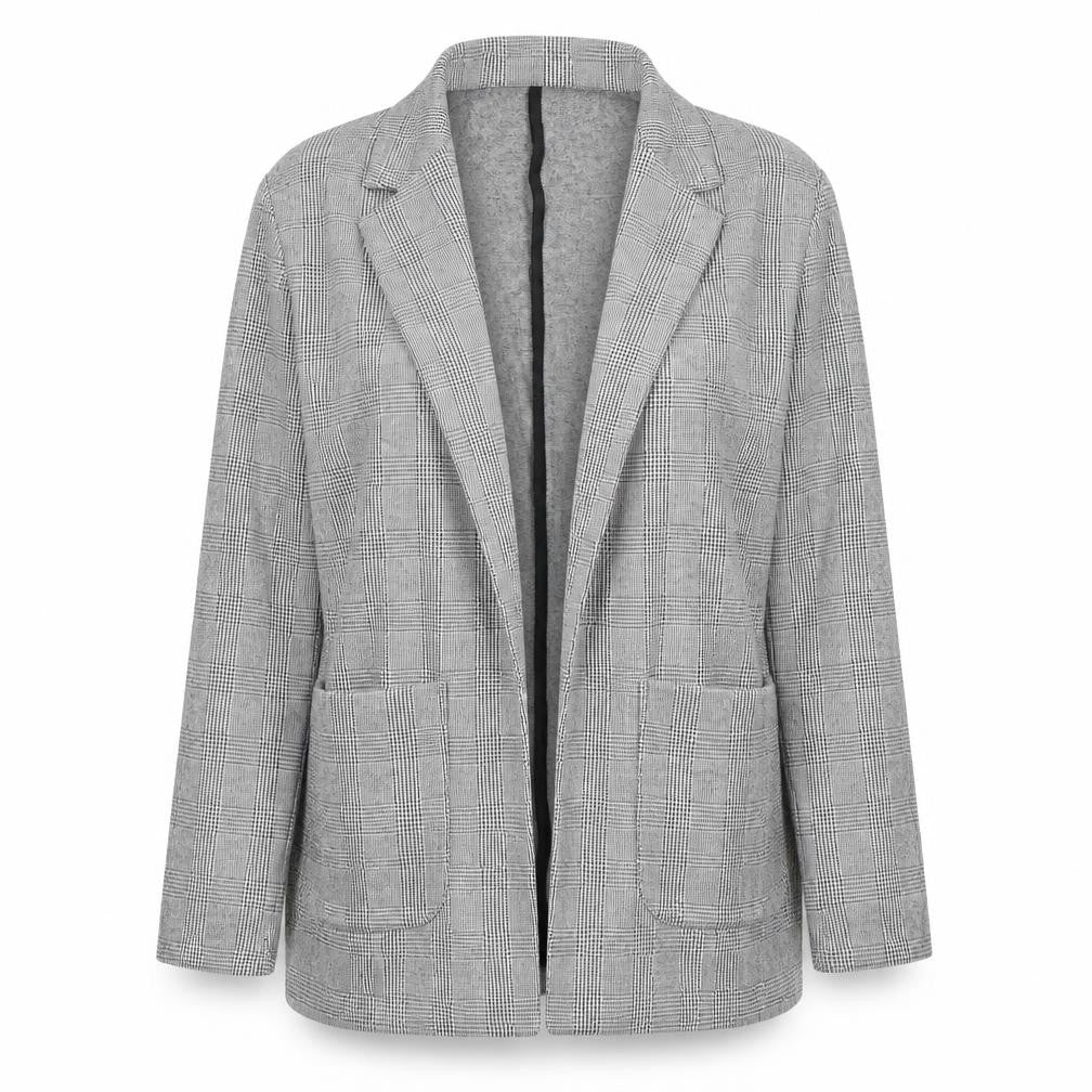 Forever 21 Women Grey Check Blazer Jacket Size S Classic Fit