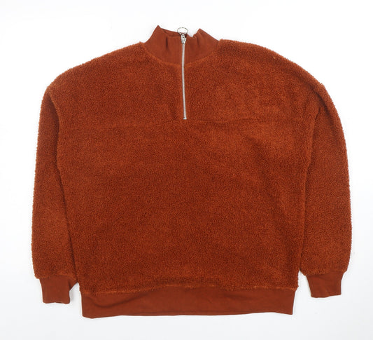 New Look Women's Brown 1/2 Zip Fleece Sweatshirt Size 8