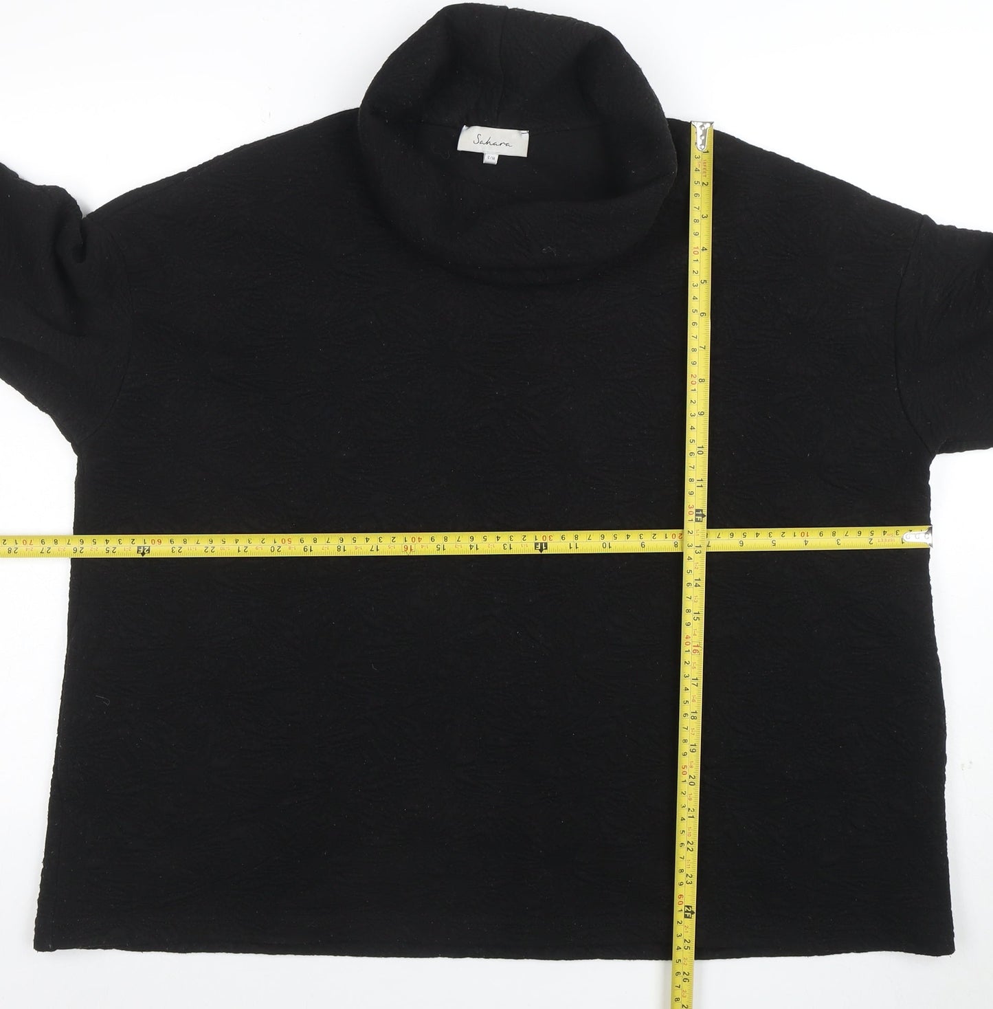 Sahara Women Black Roll Neck 3/4 Sleeve Relaxed Tunic Blouse S