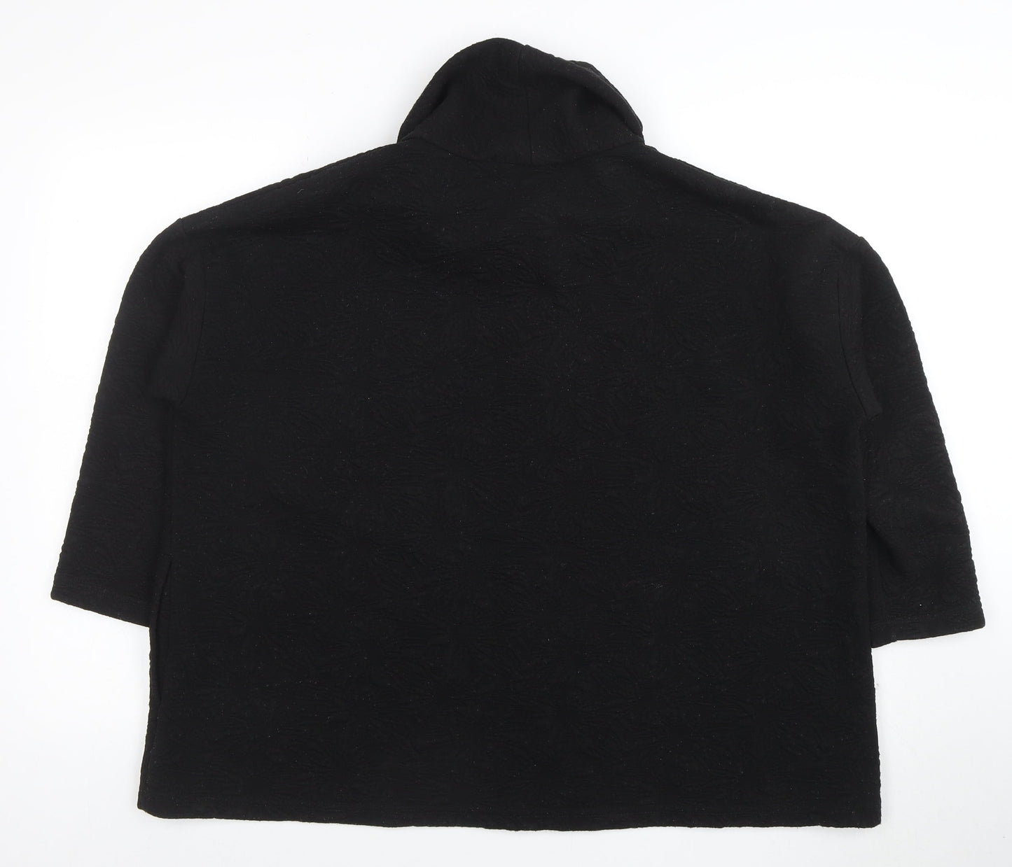 Sahara Women Black Roll Neck 3/4 Sleeve Relaxed Tunic Blouse S