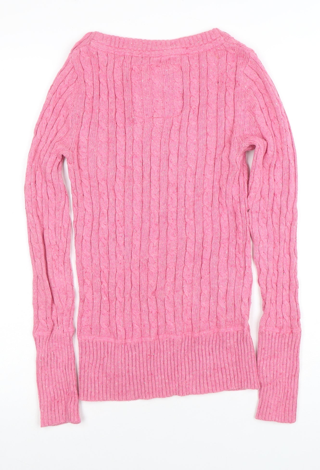 Superdry Women Pink Cable-Knit Long Sleeve Jumper Size S
