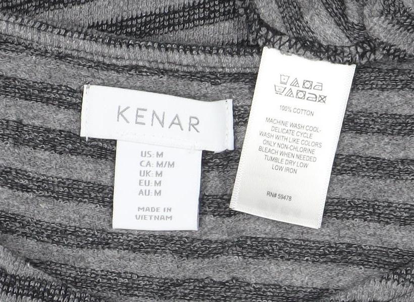 Kenar Women’s Grey Striped Sleeveless Cotton Tunic Blouse M