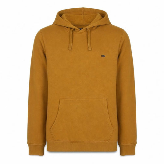 Front view of Easy Men's Brown Small Pullover Hoodie Cotton Blend Fleece