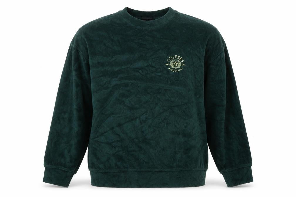H&M Women’s Green Oversized Fit Velour Sweatshirt Size L - Golfers Print