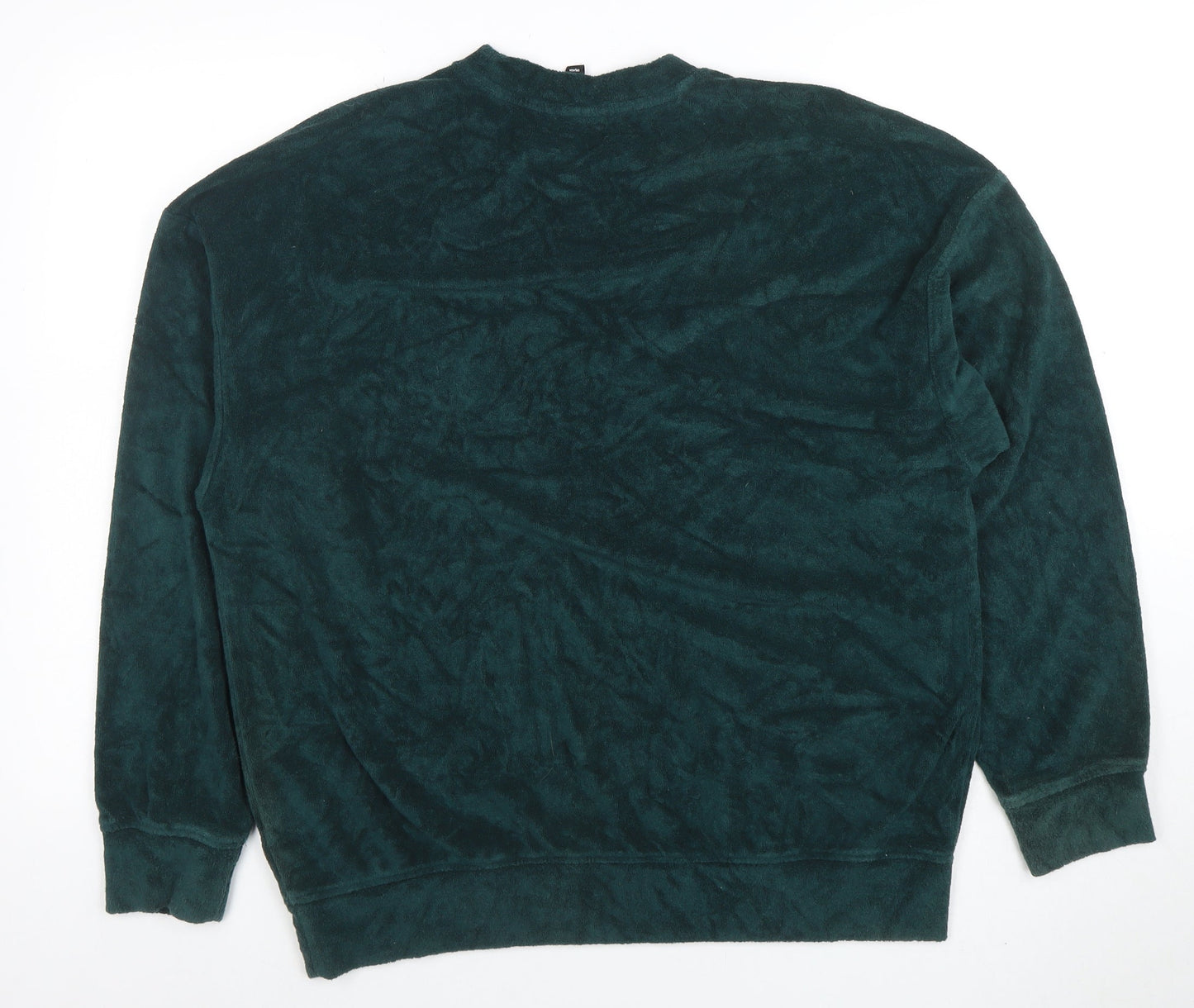H&M Women’s Green Oversized Fit Velour Sweatshirt Size L - Golfers Print