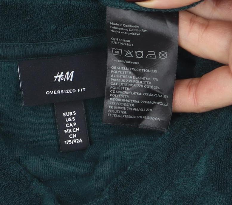H&M Women’s Green Oversized Fit Velour Sweatshirt Size L - Golfers Print