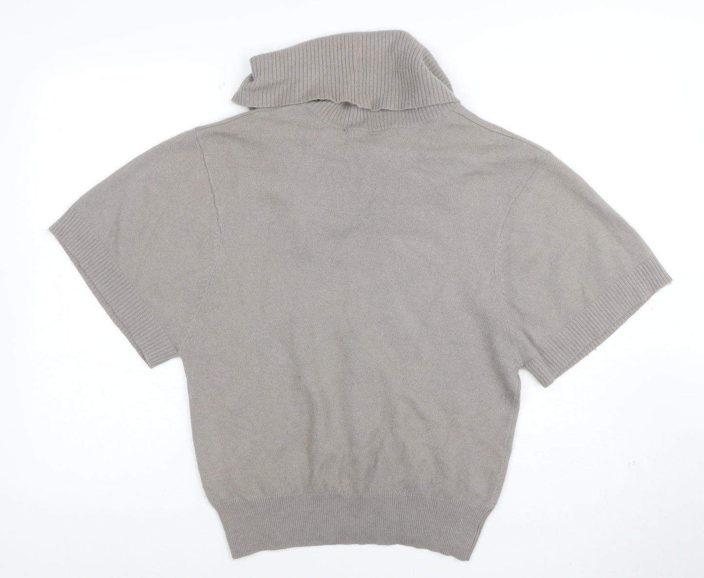 Sub-Couture Womens Beige Cowl Neck Short Sleeve Jumper Size 4