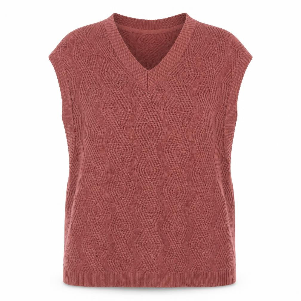 Abercrombie & Fitch Women’s Brown Knit V-Neck Oversized Sleeveless Jumper M