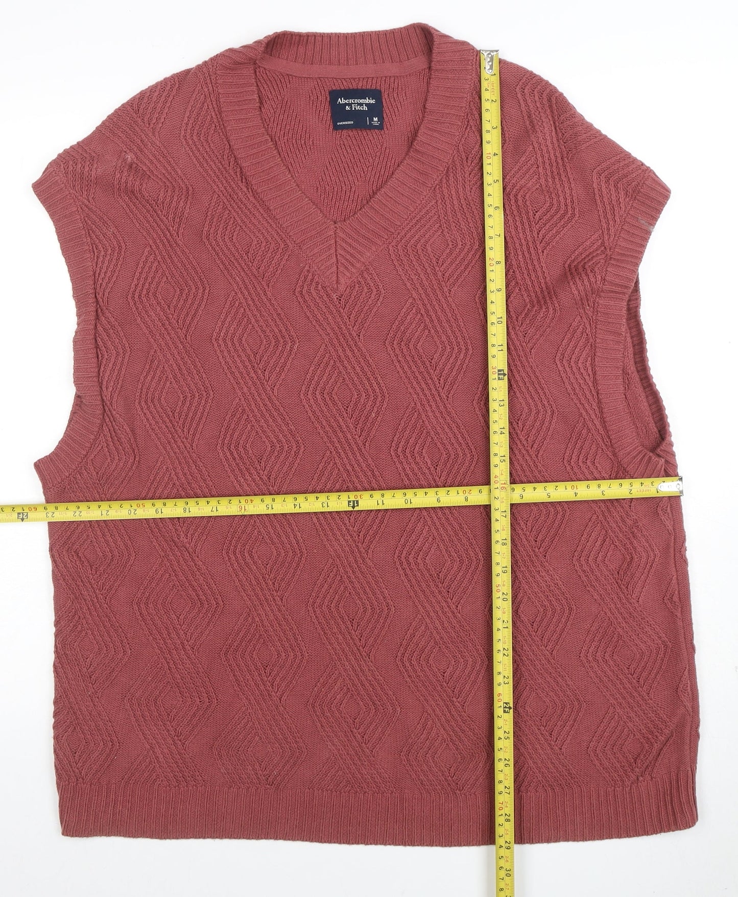 Abercrombie & Fitch Women’s Brown Knit V-Neck Oversized Sleeveless Jumper M