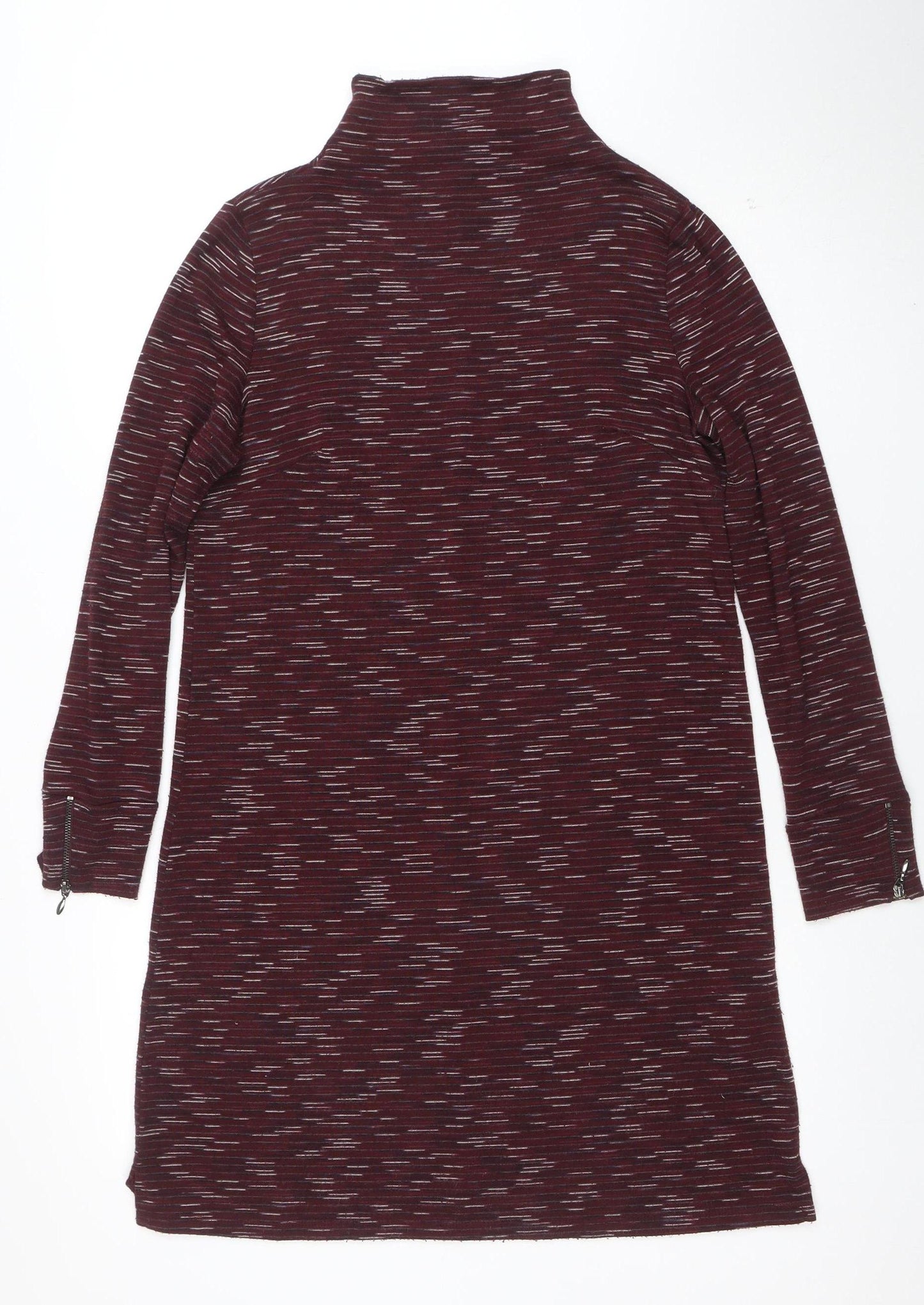 Marks and Spencer Women's Red Striped Roll Neck Bodycon Dress Size 12