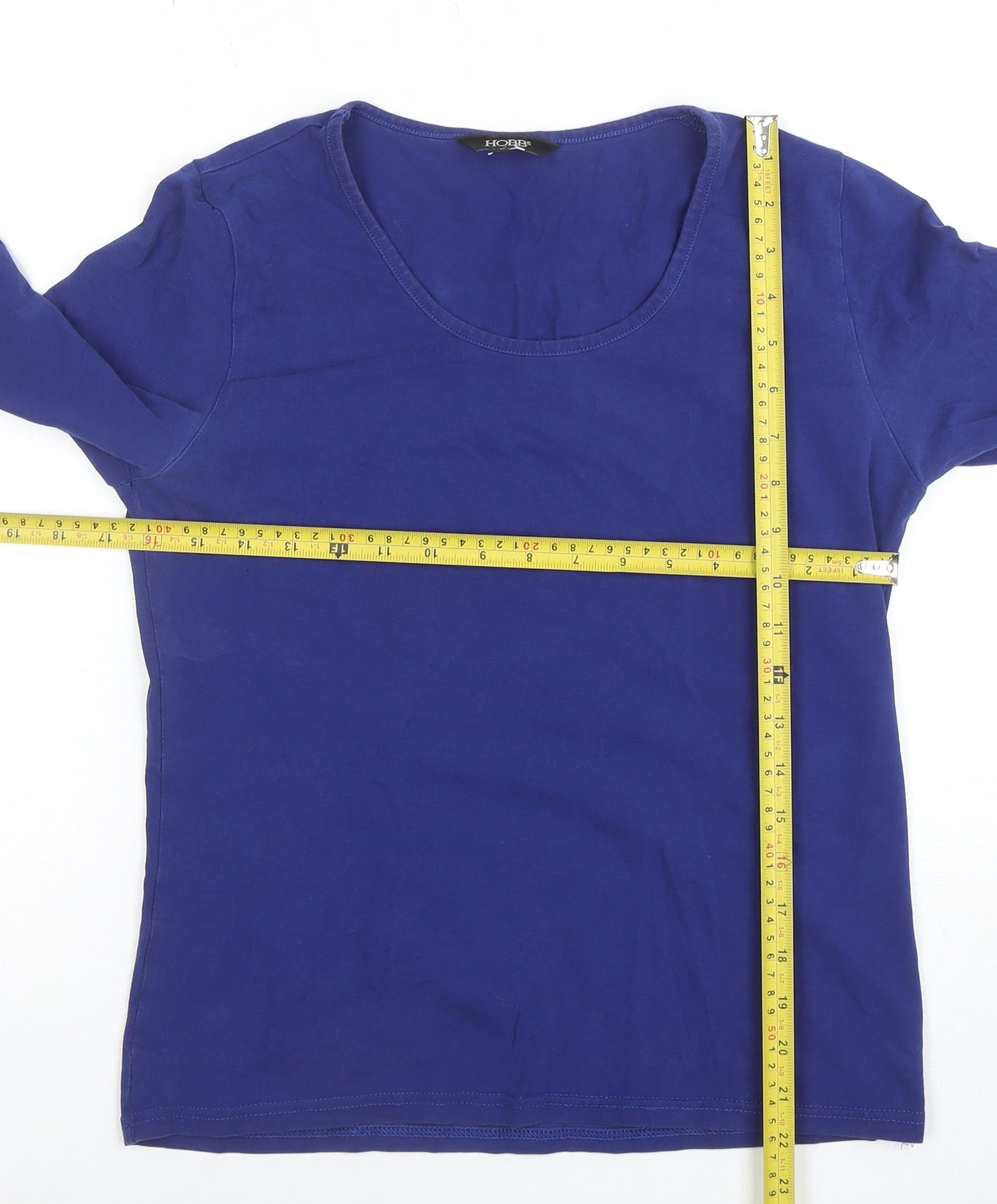 Hobbs Women’s Blue 3/4 Sleeve Cotton Jersey Top L