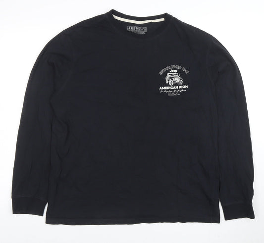 Jeep Spirit 1941 Men's Black Long Sleeve Graphic T-Shirt Size L