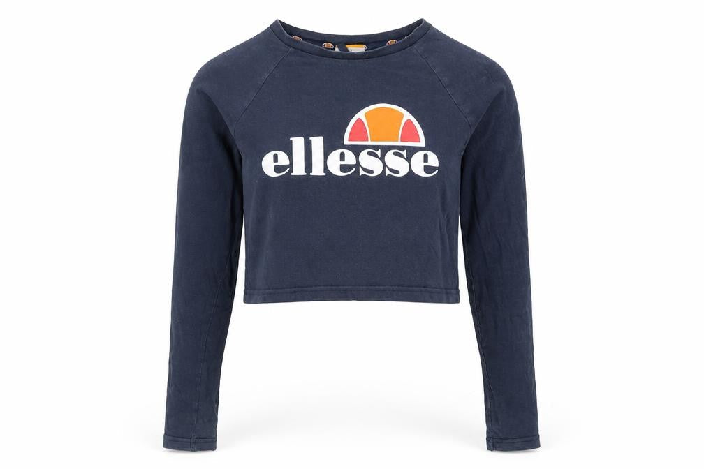 Ellesse Womens Blue Cropped Long Sleeve Logo T-Shirt Size 10