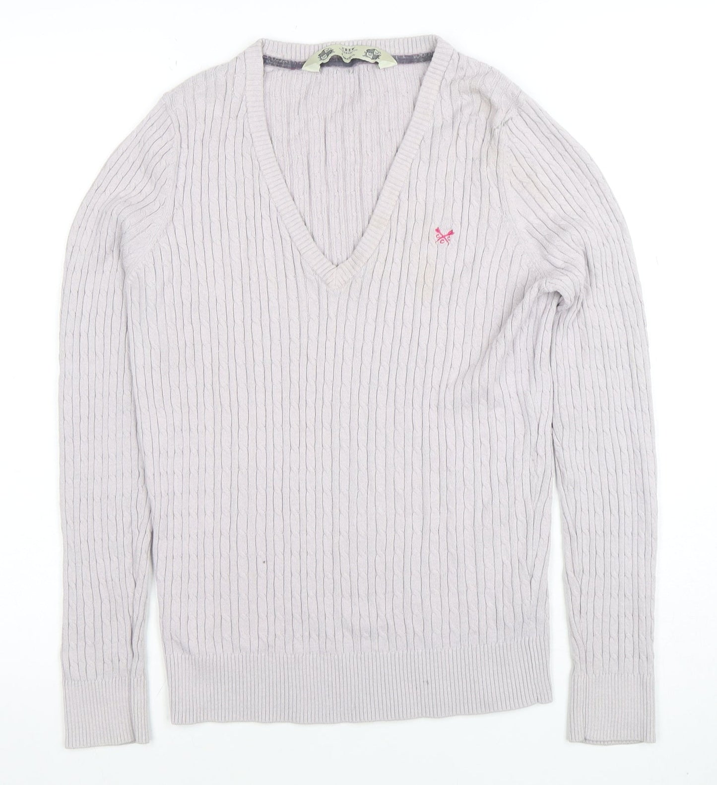 Crew Clothing Co. Women’s Beige V-Neck Cable Knit Jumper M