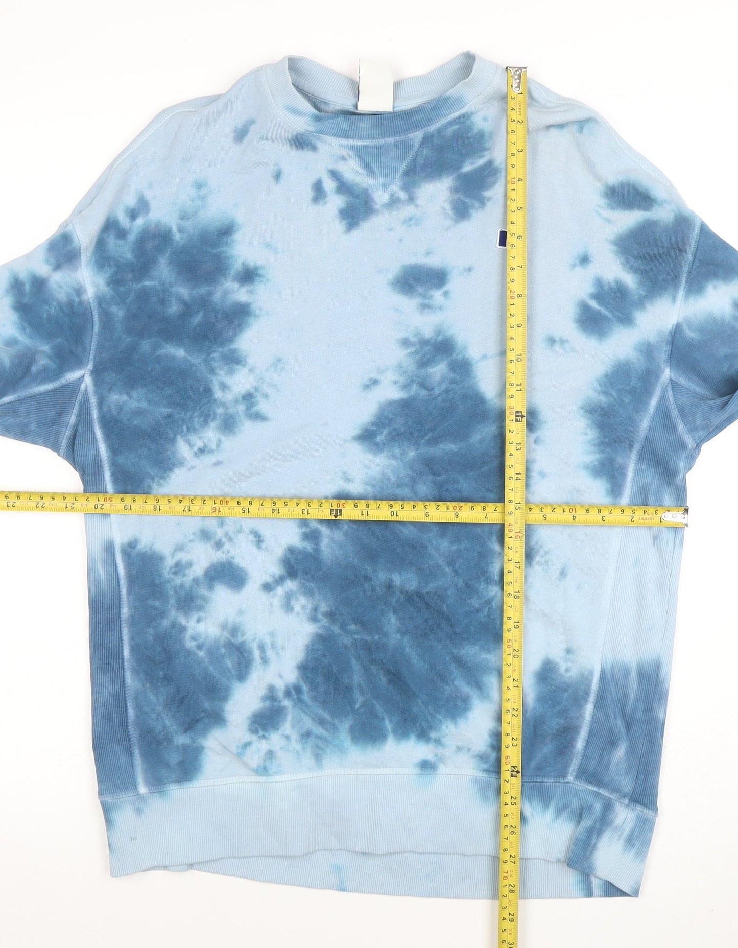 Russell Athletic Men's Blue Tie Dye Cotton Crew Neck Sweatshirt M