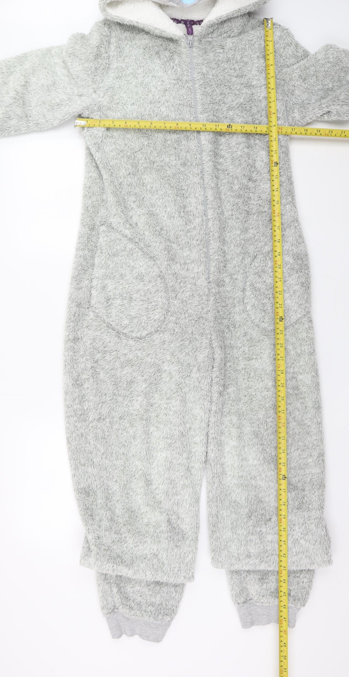 Marks and Spencer Women Grey Fleece Bear Hooded Onesie Size 8