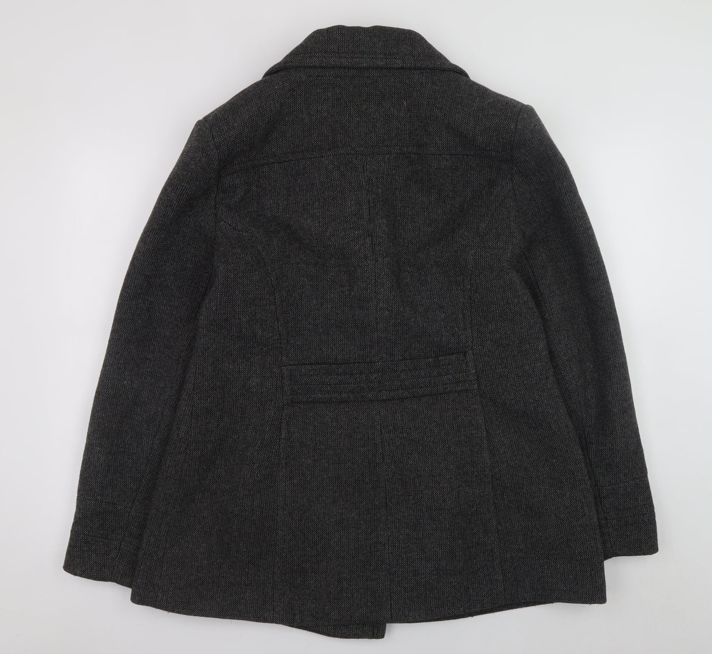 BHS Women’s Grey Wool Blend Pea Coat Size 16 Classic Mid-Length