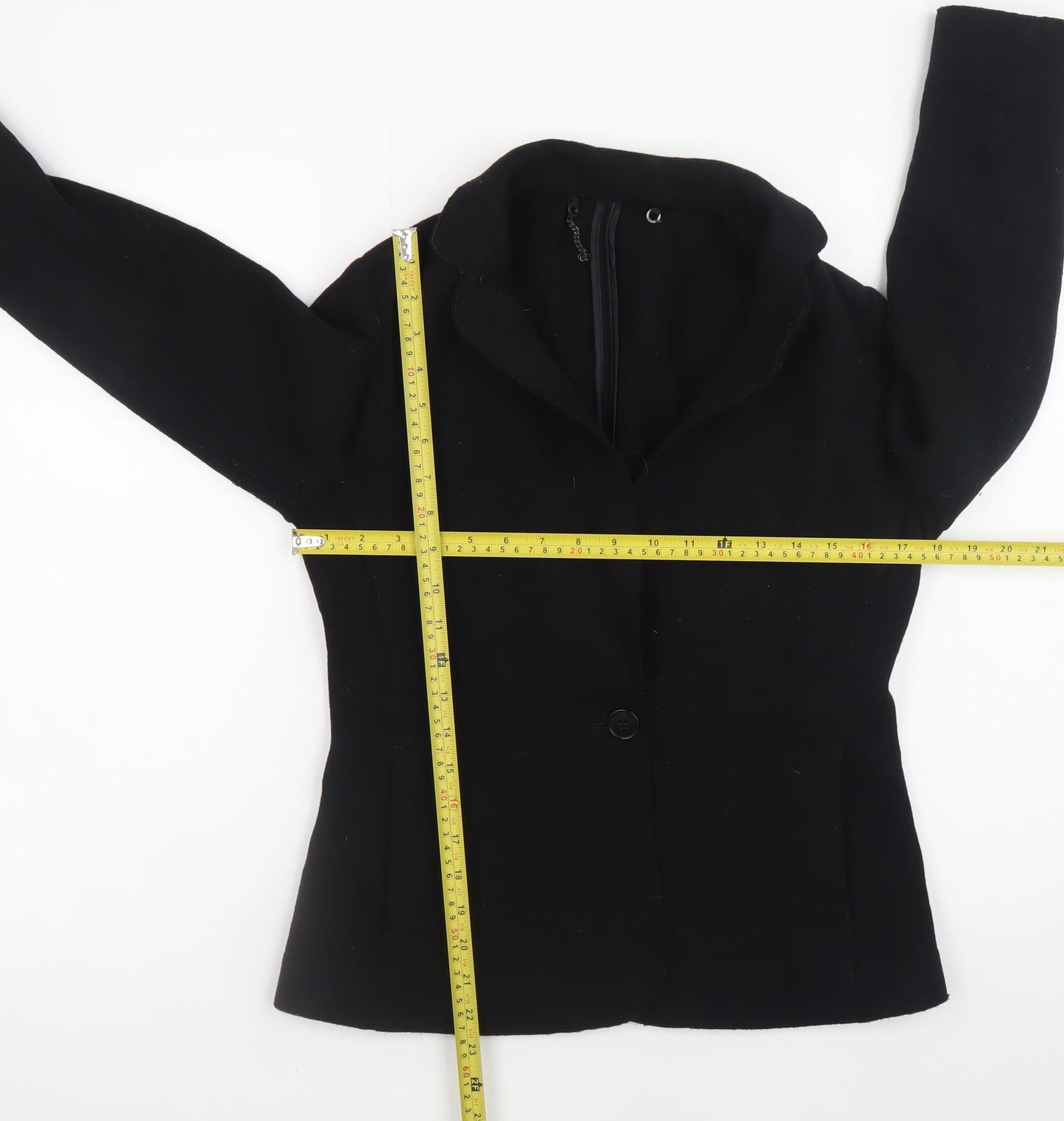 Jigsaw Women's Black Wool Blazer UK 10 Classic Short Jacket