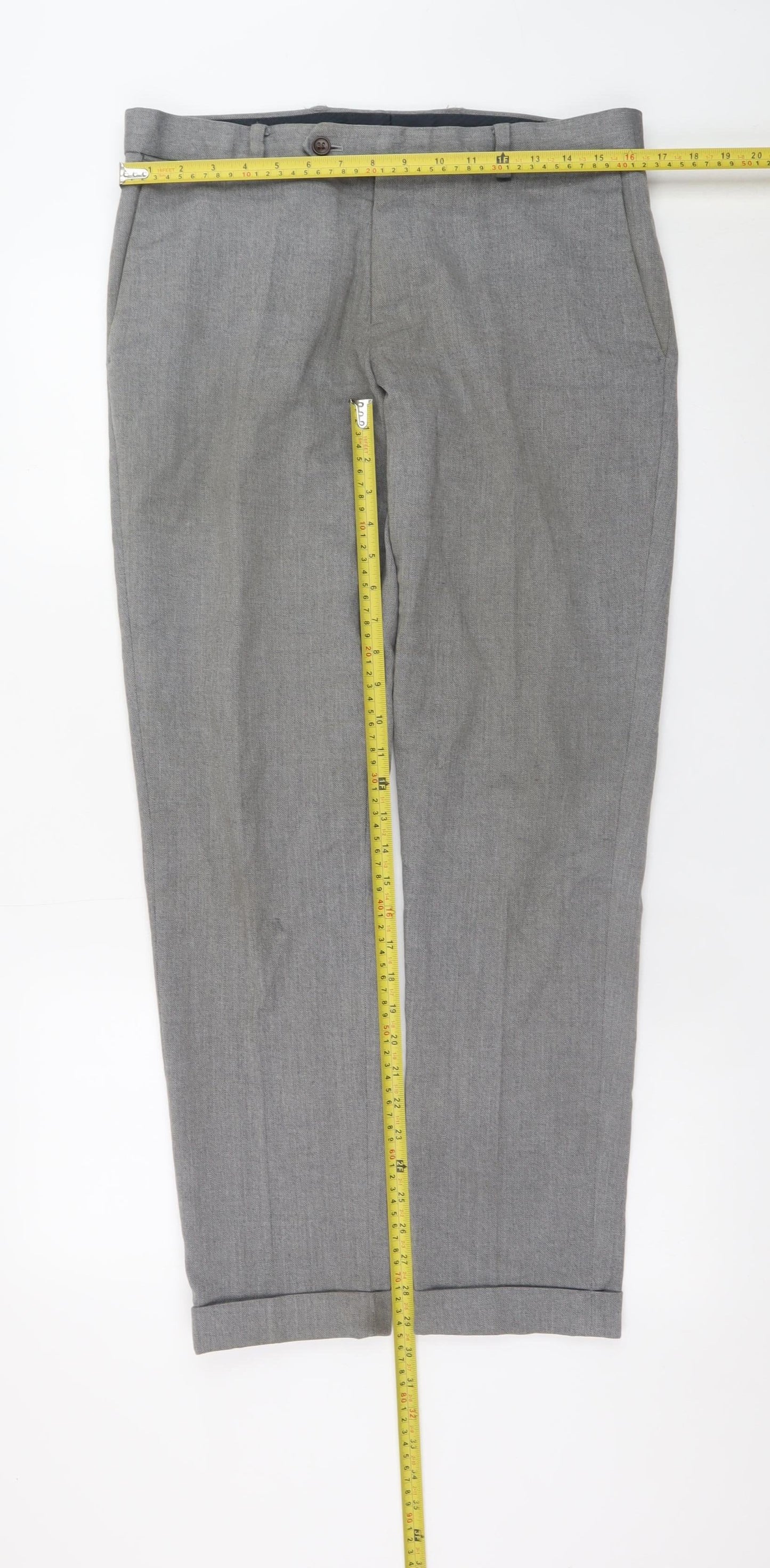 Next Men’s Grey Regular Fit Formal Trousers 32W 31L