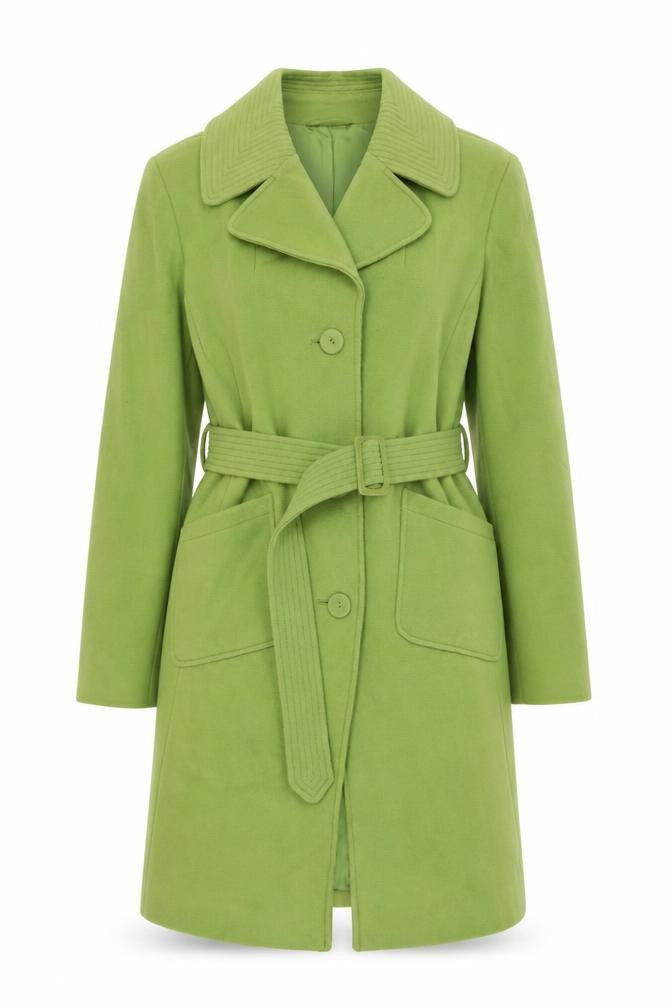 Guess Women's Green Wool Overcoat Belted L Size