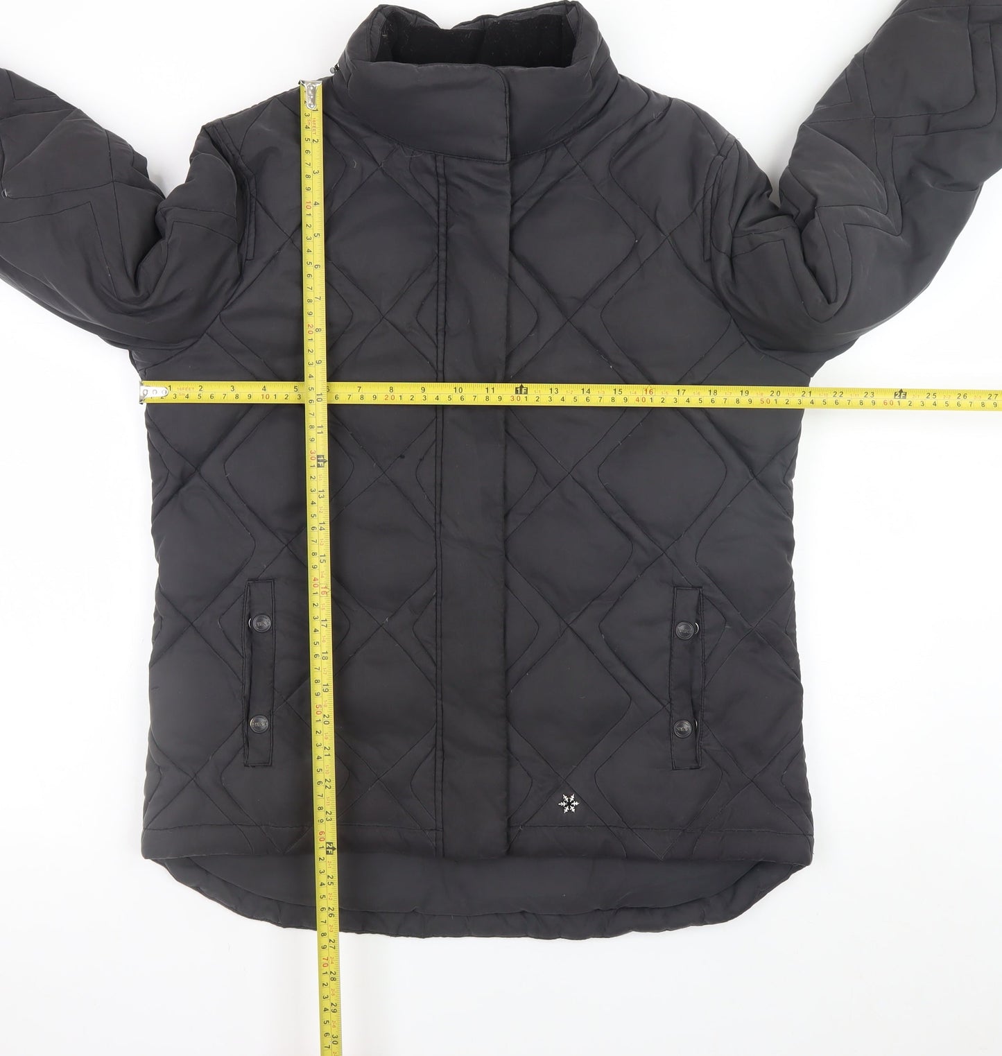 Next Womens Black Quilted Mid-Length Jacket Size 12