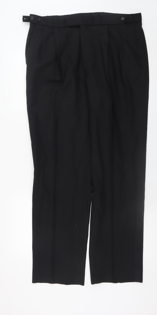 Marks & Spencer Men’s Black Pleated Dress Pants 36W 31L Wool Blend
