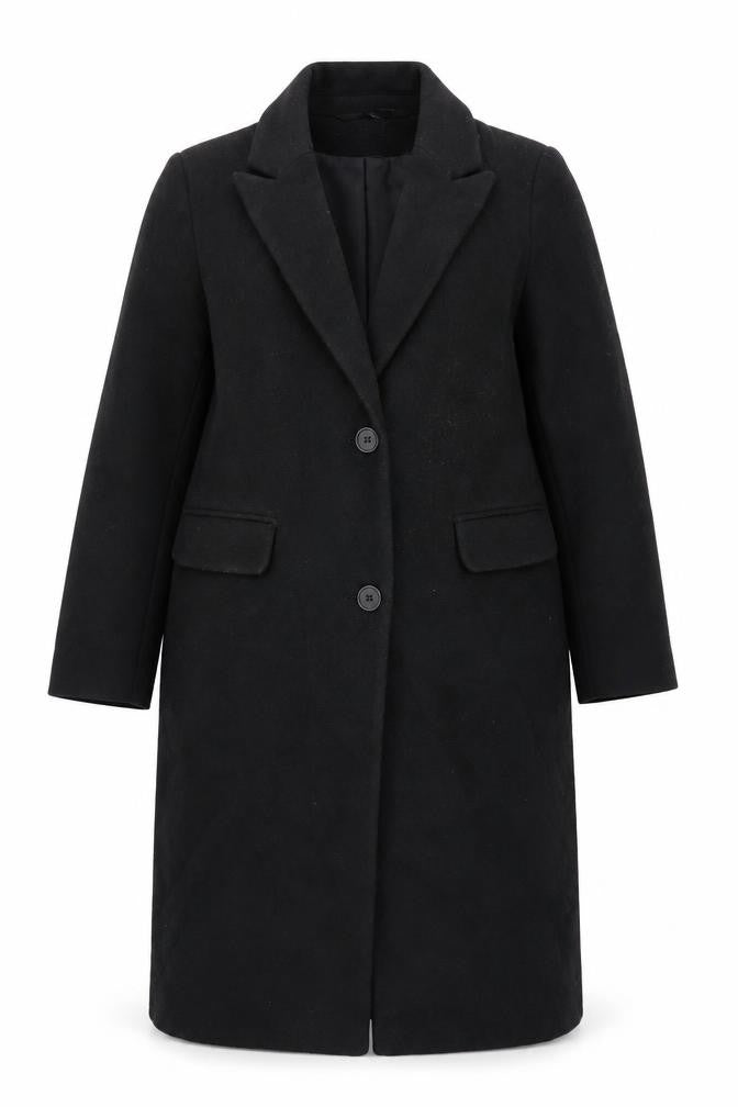 Marks & Spencer Women's Black Long Overcoat Size 16 Classic Style