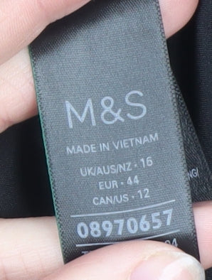 Marks and Spencer Women's Black Long Overcoat Size 16 Classic Style