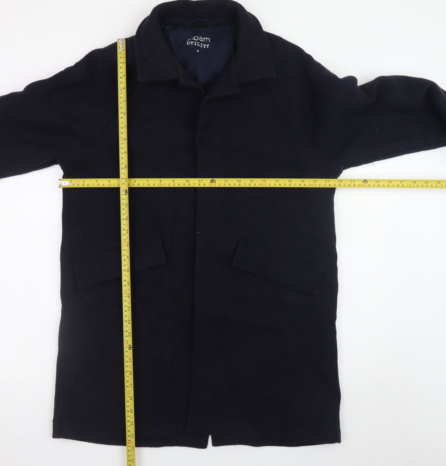 Albam Utility Women's Black Wool Blend Mid-Length Overcoat M