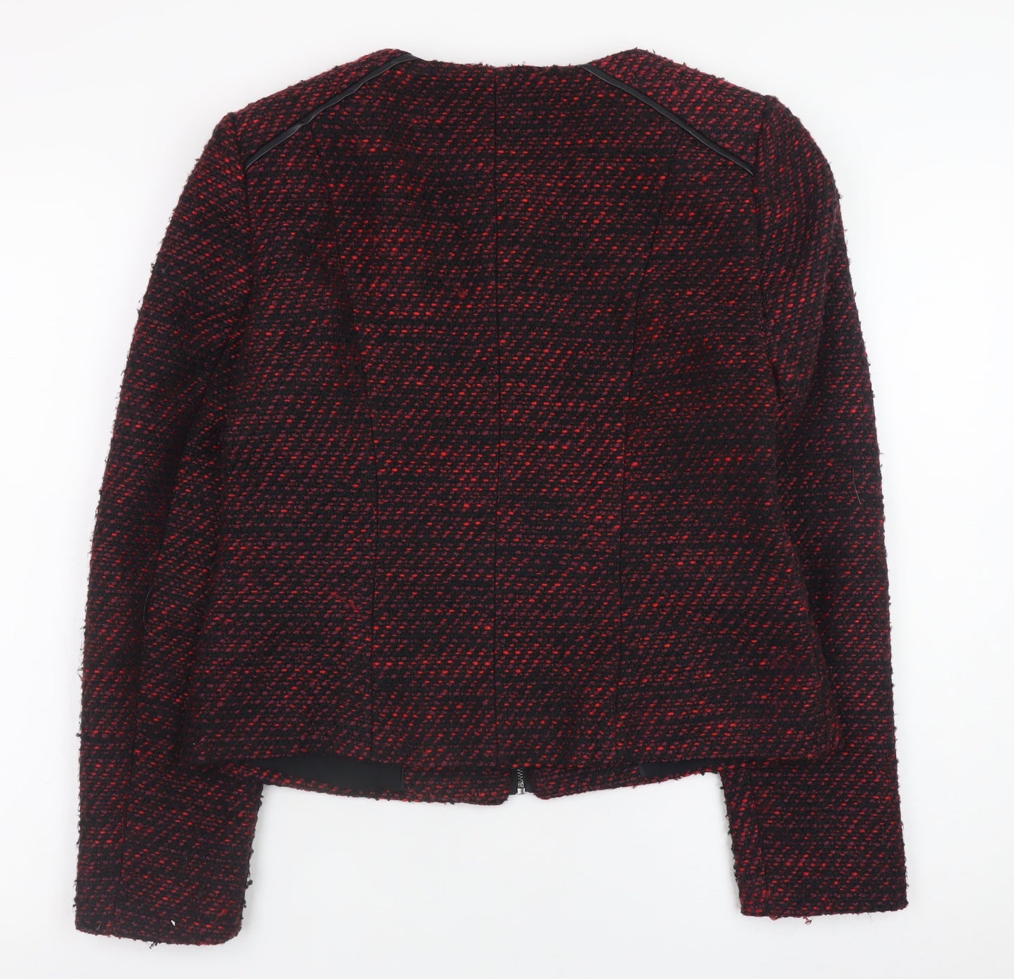 Marks and Spencer Women Red Tweed Zip Jacket Size 12