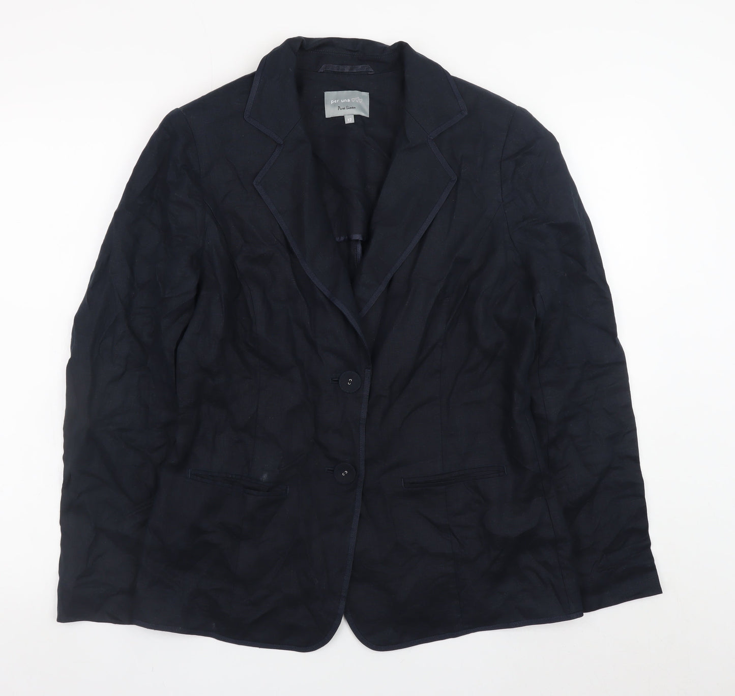 Marks and Spencer Per Una Women's Blue Linen Blazer Size 12