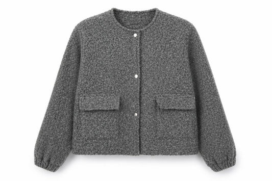 PRETTYLITTLETHING Women Grey Basic Jacket M Lined Button Front