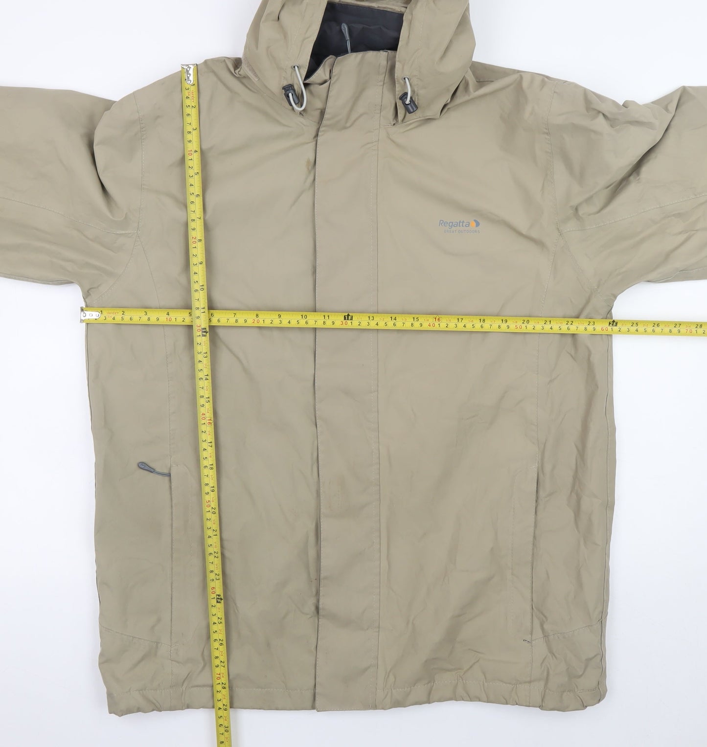 Regatta Men’s Beige L Waterproof Hooded Rain Coat Jacket