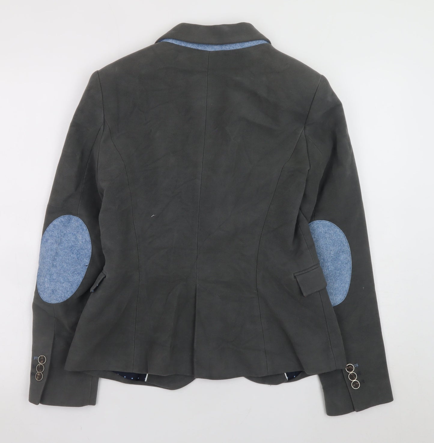 Zara Women Grey Blazer Size 12 Single-Breasted Elbow Patch Jacket