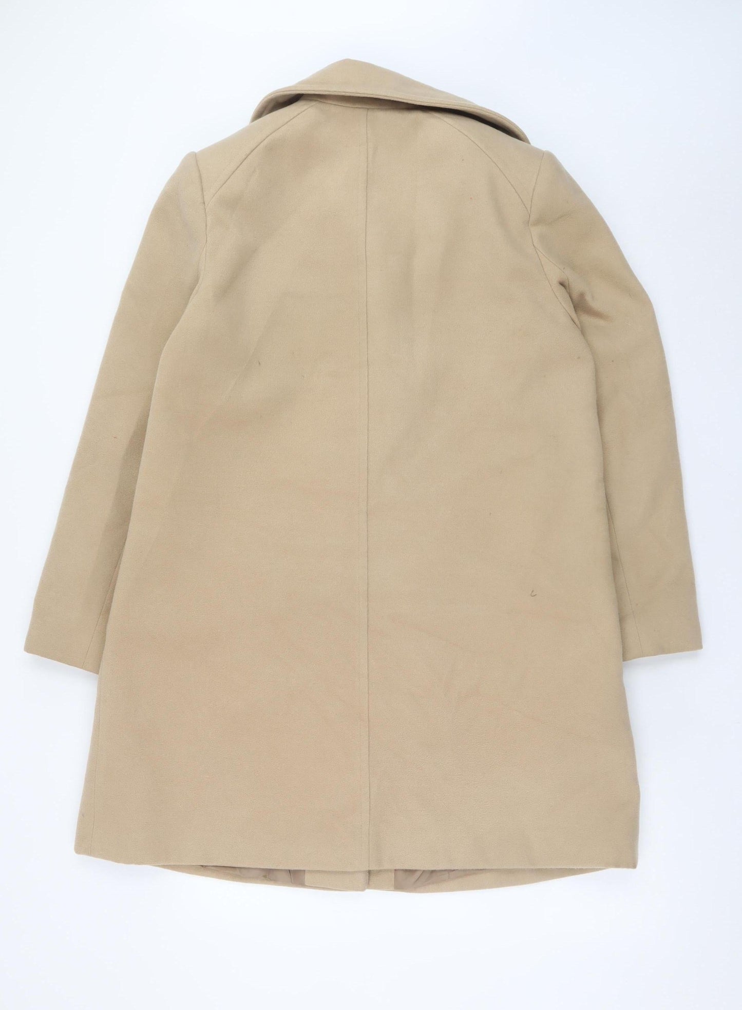 Debenhams Women’s Beige Mid-Length Overcoat Size 16 Lined Classic Style
