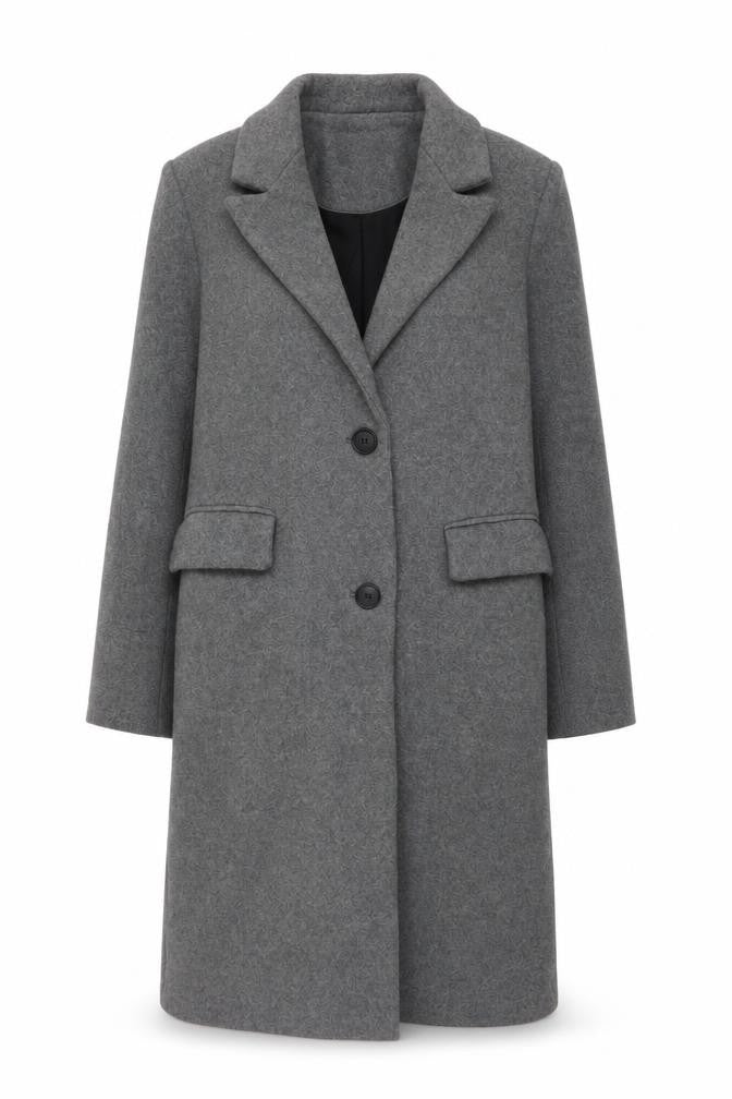 Bershka Women Grey Wool Blend Long Overcoat Size 6 Excellent