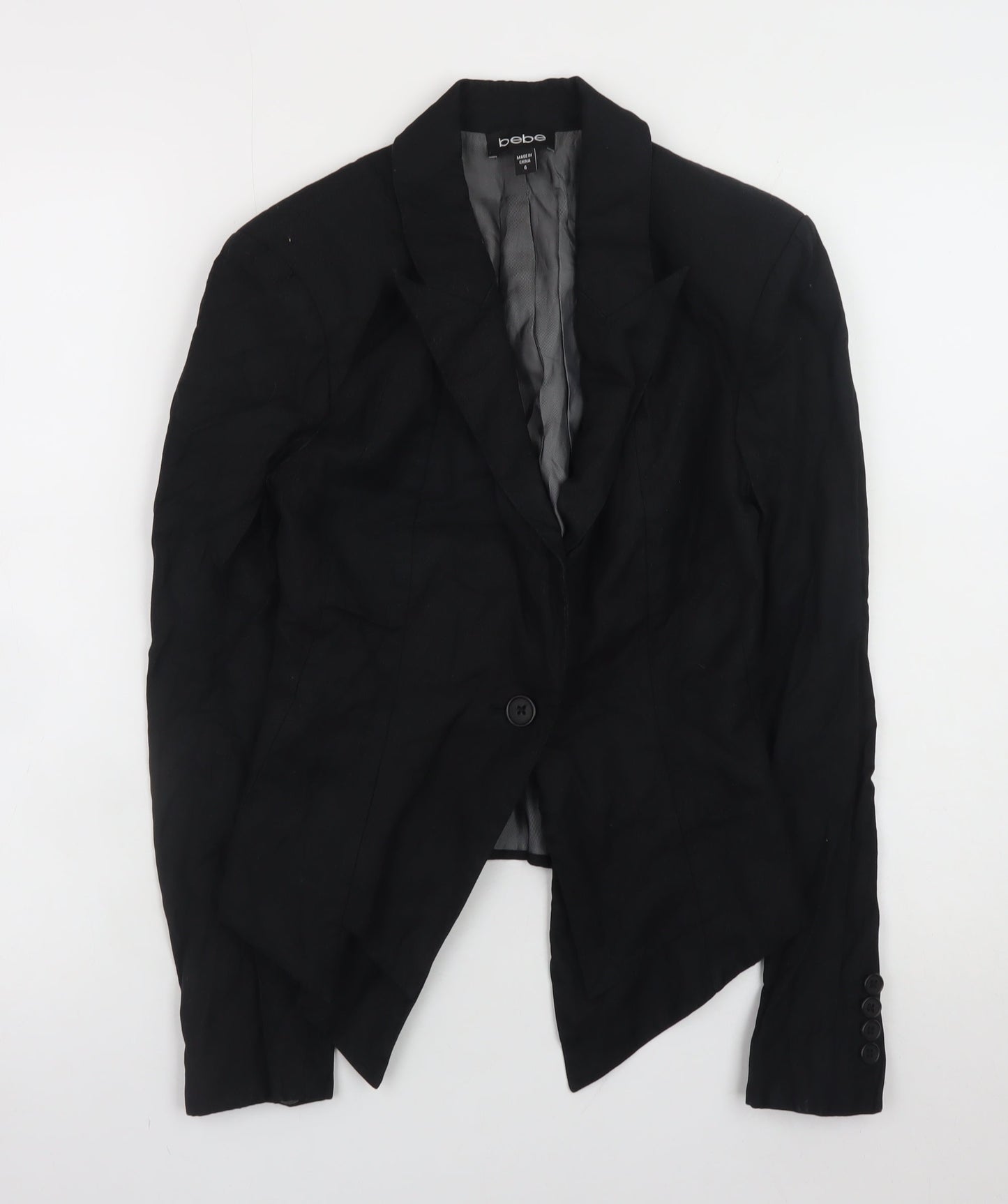 bebe Womens Black Slim Fit Blazer Size 8 Classic Business Jacket