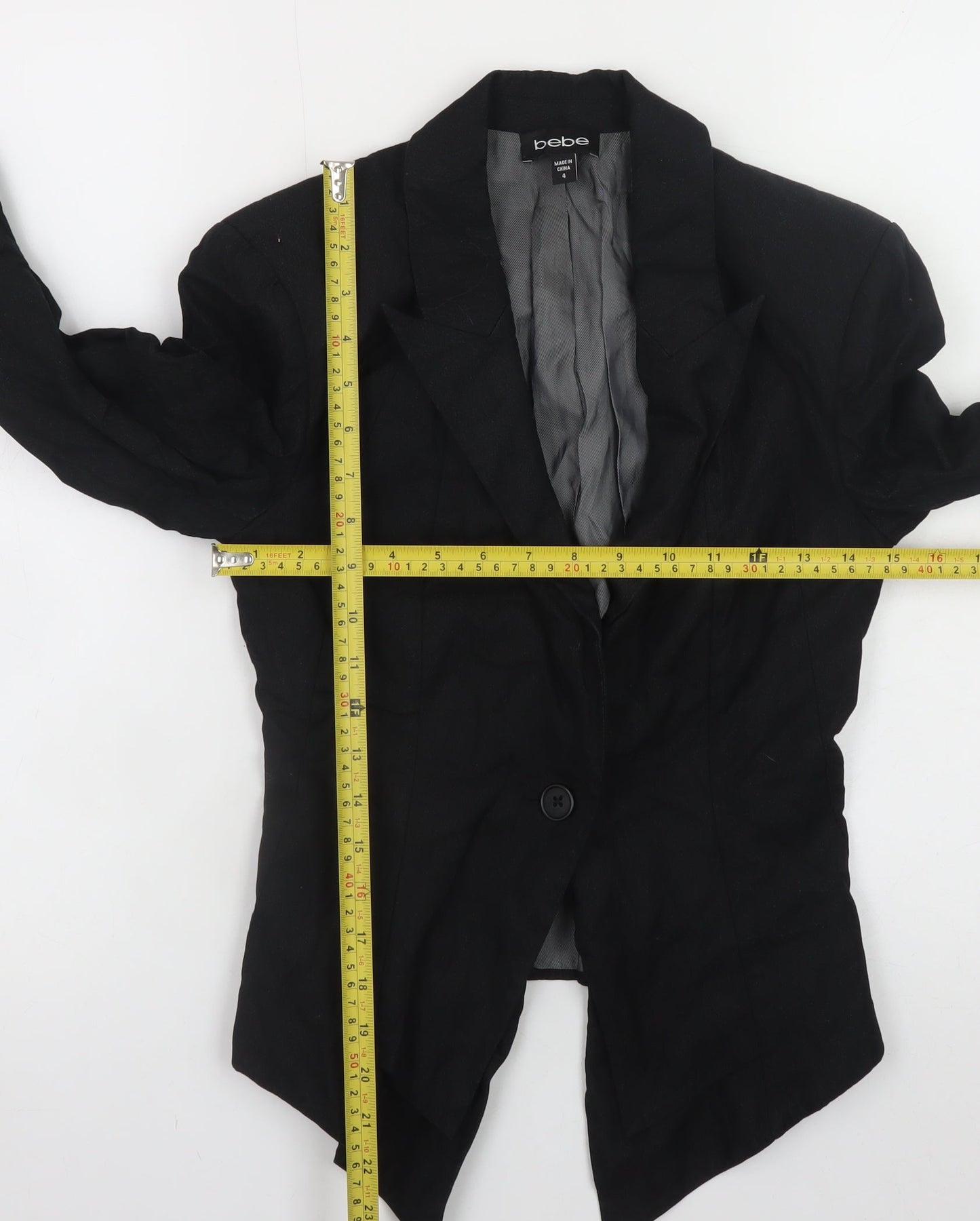 bebe Womens Black Slim Fit Blazer Size 8 Classic Business Jacket