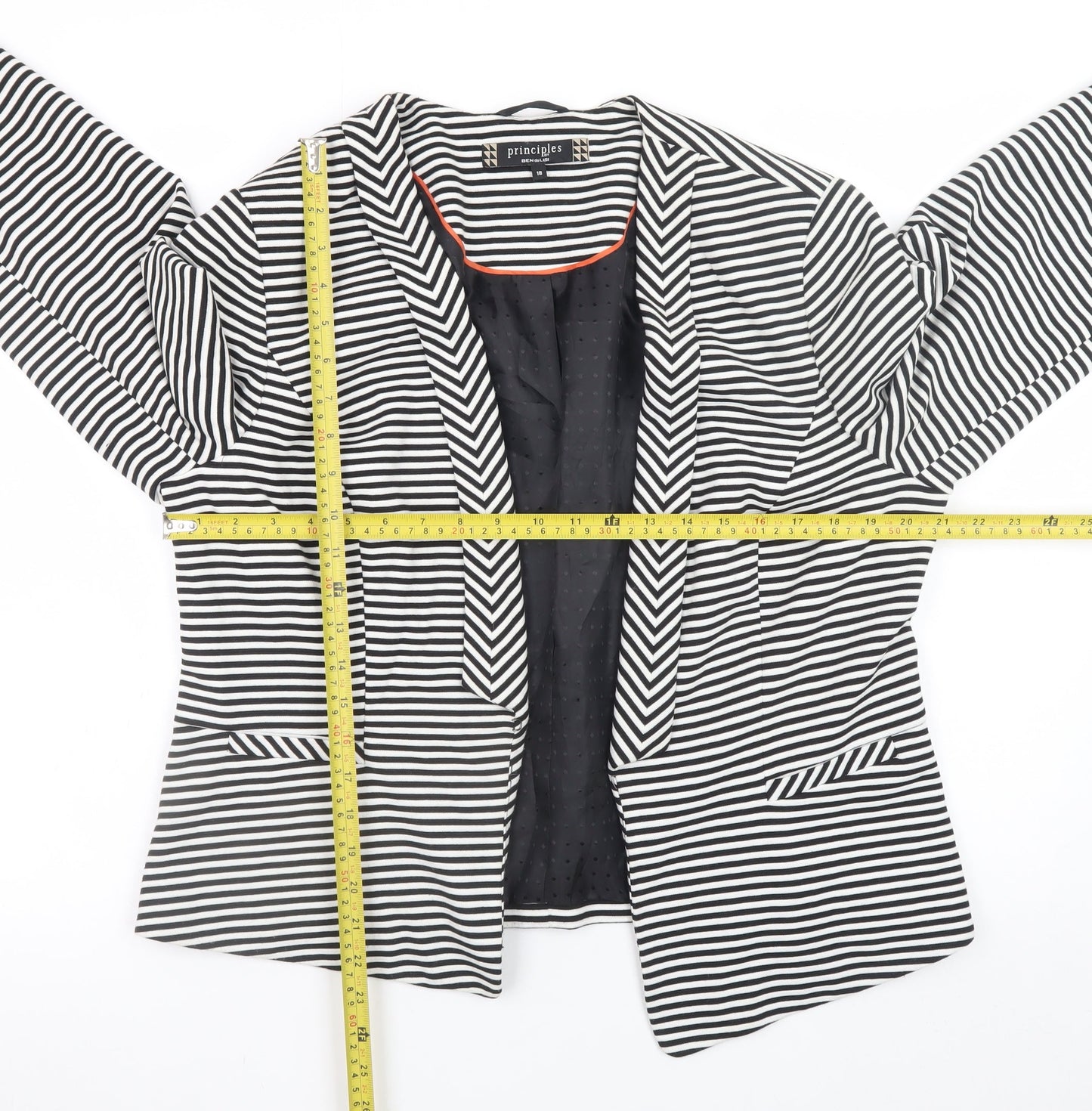 Principles by Ben de Lisi Women's Black White Striped Blazer Size 18