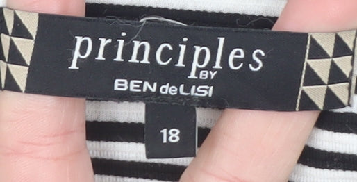 Principles by Ben de Lisi Women's Black White Striped Blazer Size 18