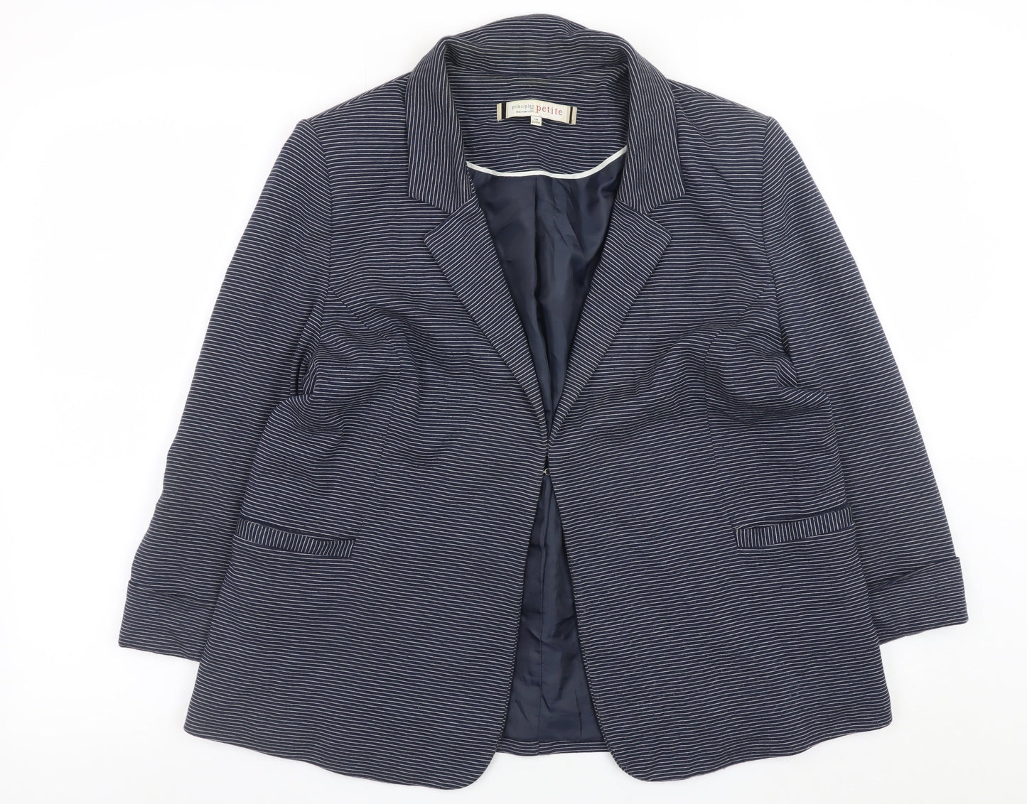 Principles by Ben de Lisi Petite Women's Blue Striped Blazer Size 18