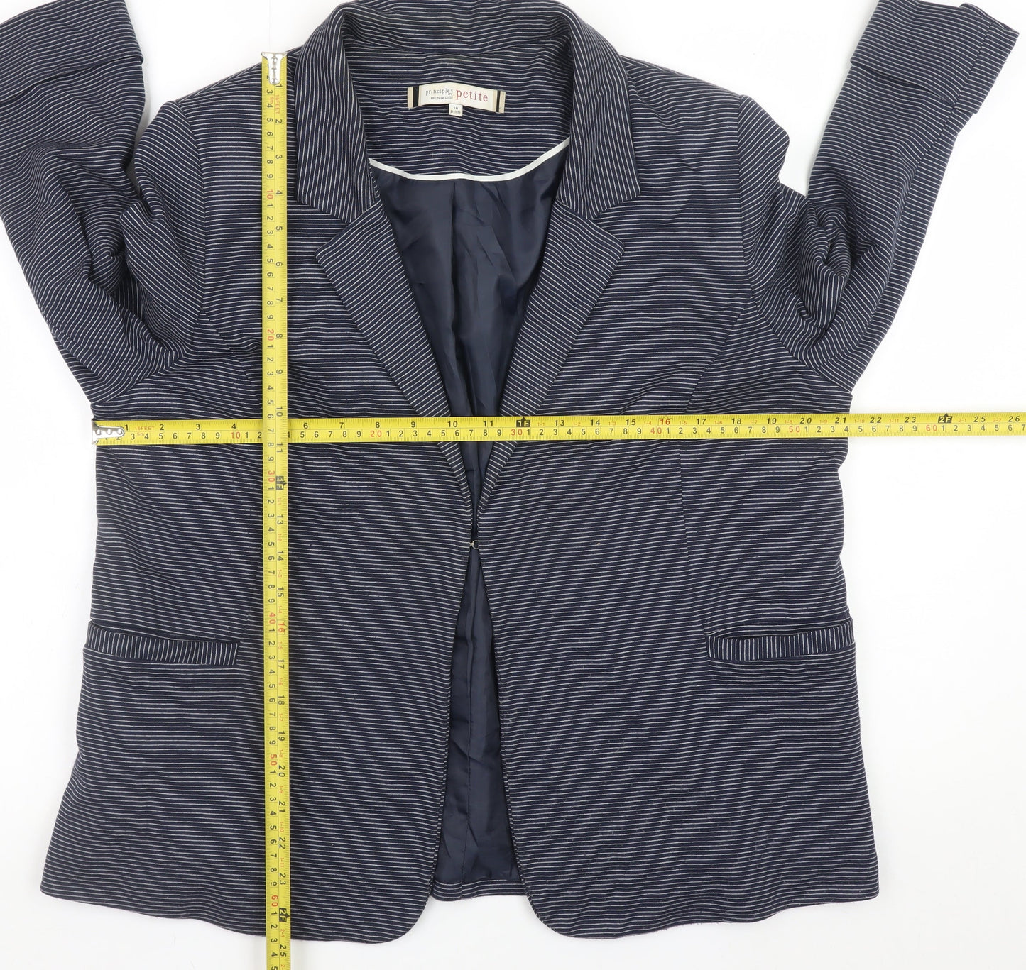 Principles by Ben de Lisi Petite Women's Blue Striped Blazer Size 18