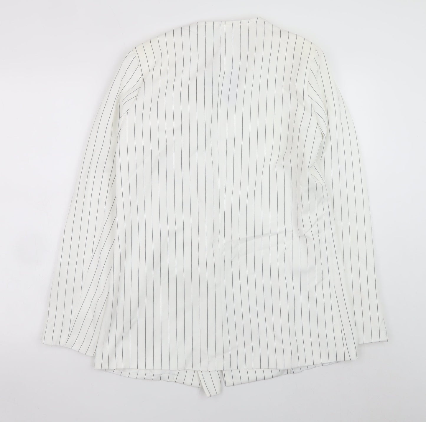 PrettyLittleThing Women’s White Striped Longline Blazer UK 10