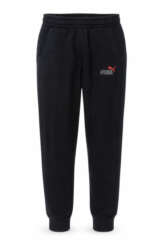Front view of Puma Men's Black Jogger Sweatpants, size S, Elastic Waist Fleece