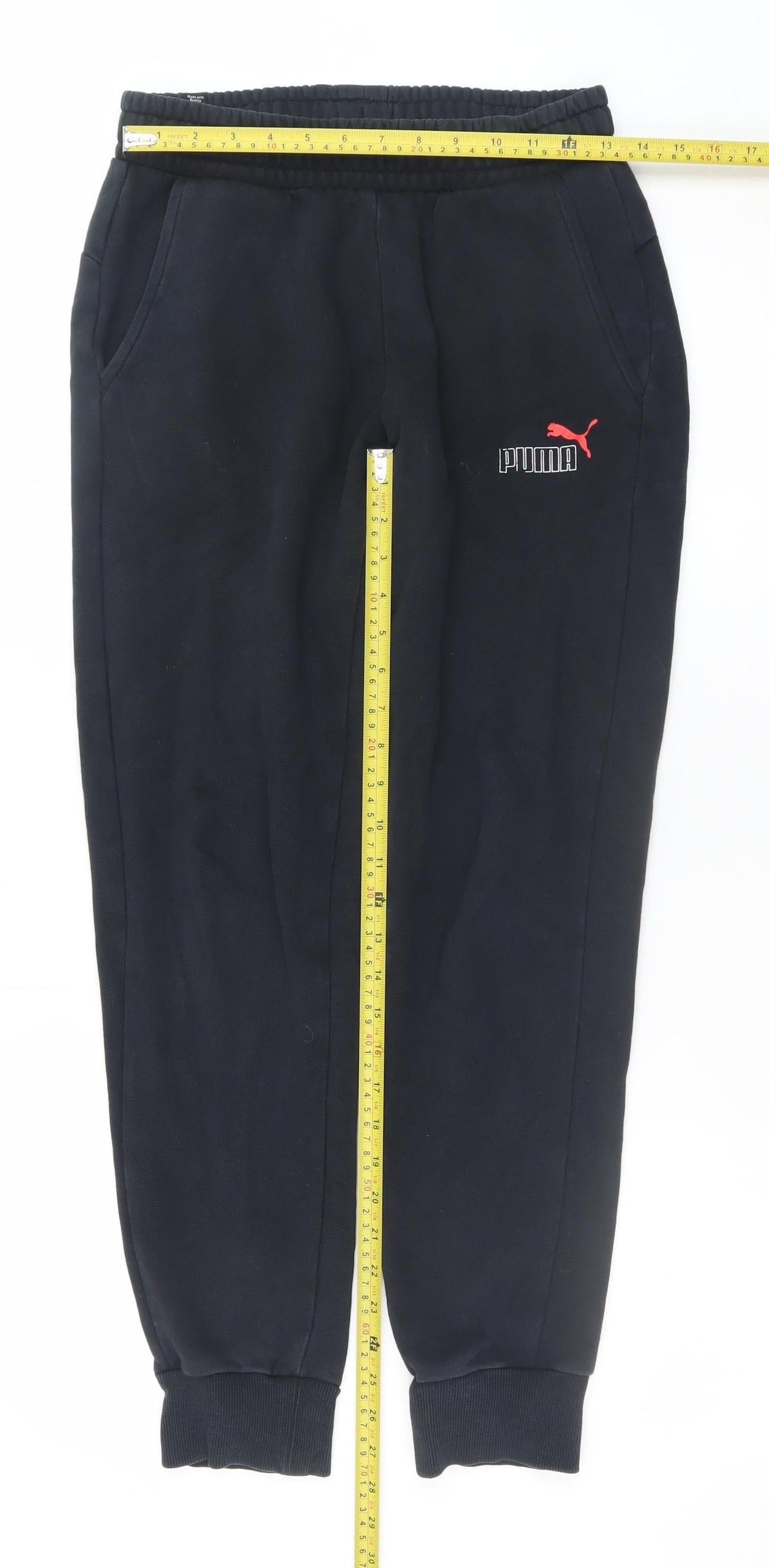 Puma Men's Black Jogger Sweatpants Size S Elastic Waist Fleece