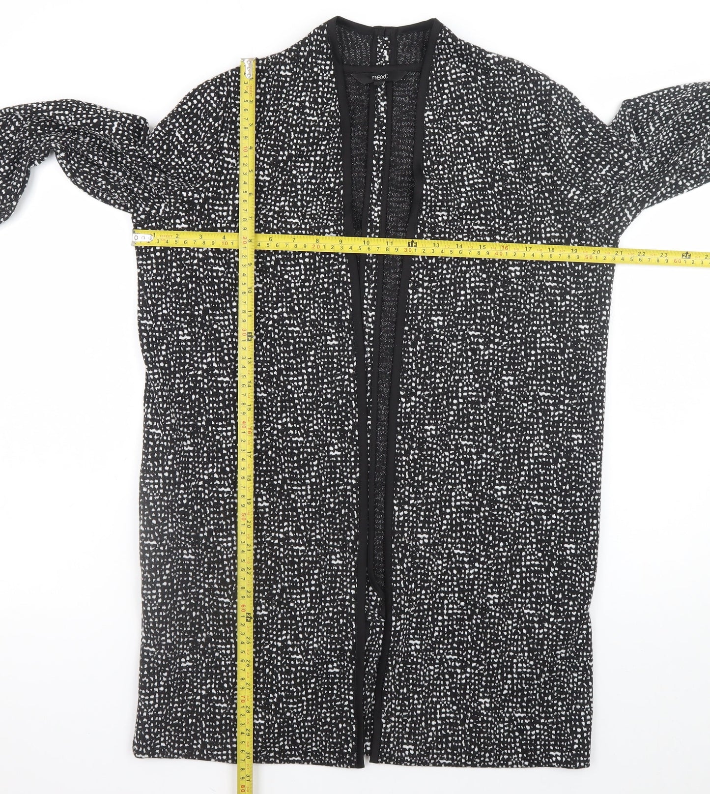 Next Women’s Black White Knit Open Jacket Size 10 Casual Workwear