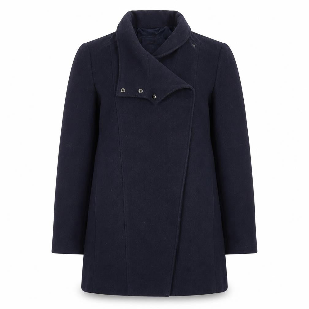 Mango Women's Blue Wool Blend Mid-Length Overcoat Size 12